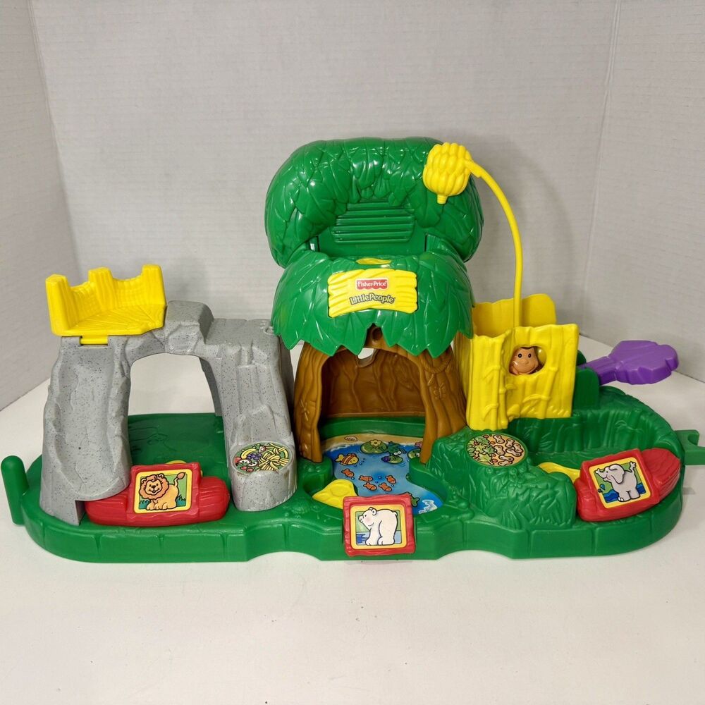 Fisher Price Little People Animal Sounds Zoo Jungle Playset WORKS 2001